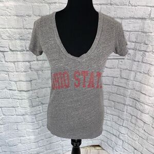 Ohio state women L campus couture short sleeve scoopneck grey top